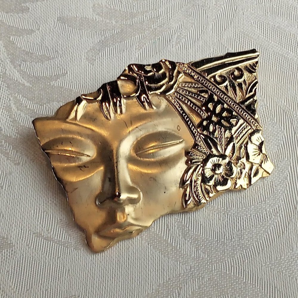 Vintage JJ Jonette Gold Finish Art Deco Brooch